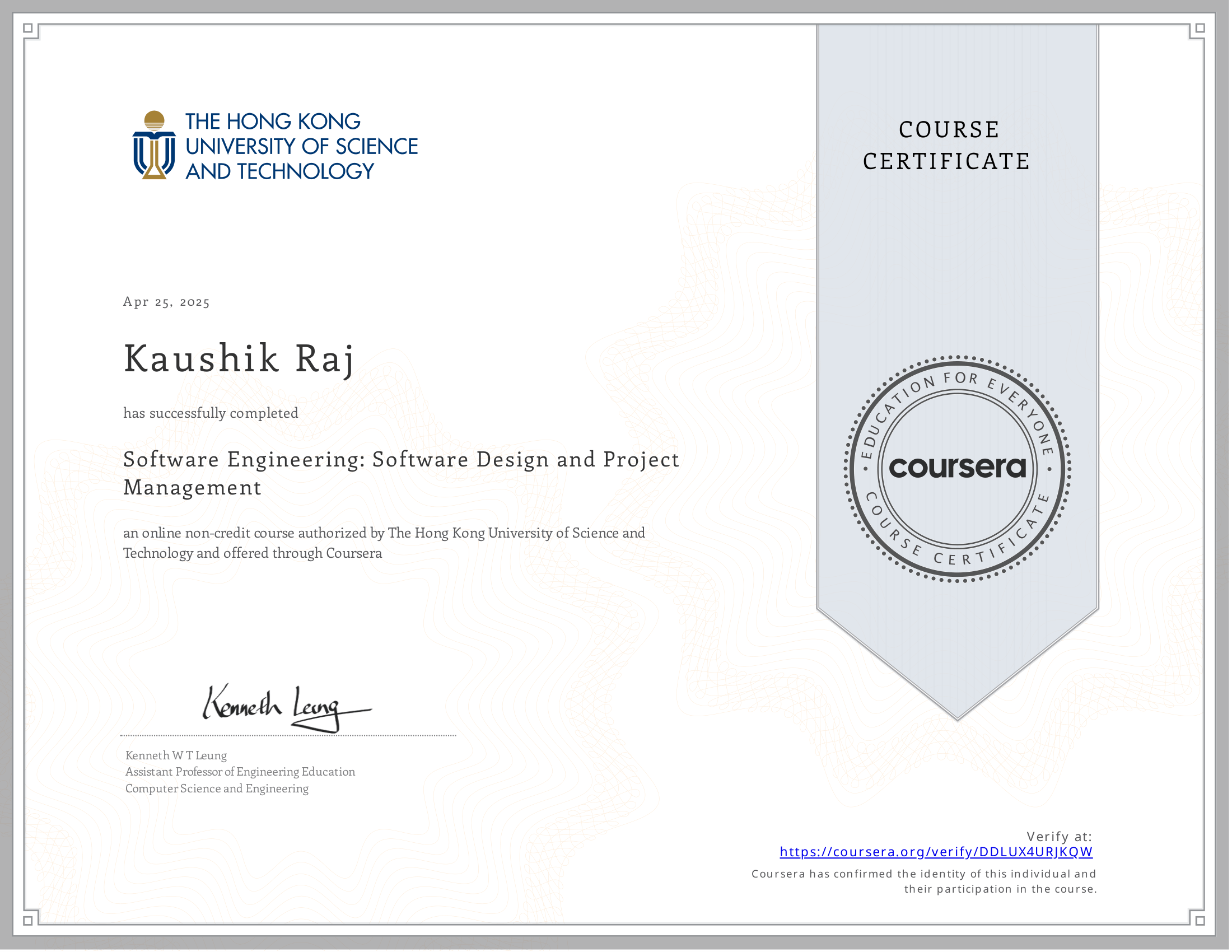 Software Engineering - Software Design and Project Management